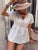 Tied Decorative Buttons Short Puff Sleeve Blouse