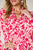 Double Take Full Size Printed Ruffle Trim Balloon Sleeve Shirt