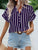 Striped Notched Short Sleeve Blouse