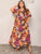 Plus Size Printed V-Neck Half Sleeve Maxi Dress