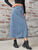 Slit High Waist Denim Skirt with Pockets