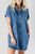 Raw Hem Pocketed Cap Sleeve Denim Dress