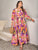 Plus Size Printed Tie Neck Maxi Dress