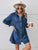 Button Up Flounce Sleeve Mini Denim Dress