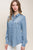 Love Tree Scooped Hem Button Up Denim Shirt