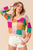 BiBi Multi Color Checkered Long Sleeve Knit Top