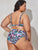 Plus Size Printed Drawstring Detail Bikini Set