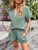 Notched Short Sleeve Top and Shorts Set