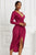 High-low Ruched Surplice Long Sleeve Dress