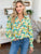 Double Take Full Size Printed Smocked Long Sleeve Blouse