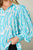 Double Take Full Size Printed Smocked Long Sleeve Blouse