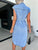 Collared Neck Cap Sleeve Denim Dress