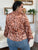 Double Take Full Size Printed Ruffle Trim Balloon Sleeve Shirt