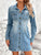 Pocketed Button Up Long Sleeve Denim Dress