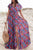 Slit Printed Cap Sleeve Maxi Dress