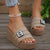 Letter Trim Wedge Sandals