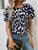 Ruffled Printed Round Neck Short Sleeve Blouse