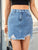 Distressed Raw Hem Denim Skirt