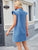 Ruffled Button Up Cap Sleeve Denim Dress