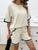 Contrast Trim Round Neck Top and Shorts Set