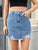 Distressed Raw Hem Denim Skirt