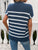 Striped Mock Neck Short Sleeve Sweater