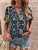 Full Size Printed Notched Short Sleeve Blouse