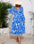 Printed Surplice Long Sleeve Midi Dress