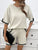 Contrast Trim Round Neck Top and Shorts Set