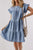 Ruffled Round Neck Cap Sleeve Denim Dress