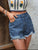 Distressed Raw Hem Denim Shorts