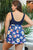 Plus Size Floral Ruched Sleeveless Swim Top