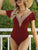 Ruffled V-Neck Cap Sleeve One-Piece Swimwear