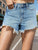 Raw Hem Denim Shorts with Pockets