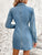 Pocketed Button Up Long Sleeve Denim Dress