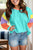 Color Block Round Neck Long Sleeve Top