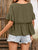 Frill Decorative Button Round Neck Half Sleeve Blouse