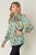 Double Take Full Size Printed Smocked Long Sleeve Blouse