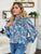 Double Take Full Size Printed Smocked Long Sleeve Blouse