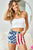 BiBi US Flag Theme Bleached Denim Shorts