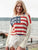 US Flag Boat Neck Long Sleeve Knit Top