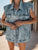 Pocketed Button Up Cap Sleeve Denim Jacket