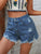 Distressed Raw Hem Denim Shorts