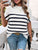 Striped Mock Neck Short Sleeve Sweater