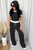 Contrast Trim Round Neck Top and Pants Set