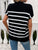 Striped Mock Neck Short Sleeve Sweater