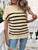 Striped Mock Neck Short Sleeve Sweater