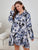 Plus Size Floral Lapel Collar Long Sleeve Night Dress