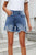 Distressed Raw Hem Asymmetric Waist Denim Shorts