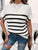 Striped Mock Neck Short Sleeve Sweater